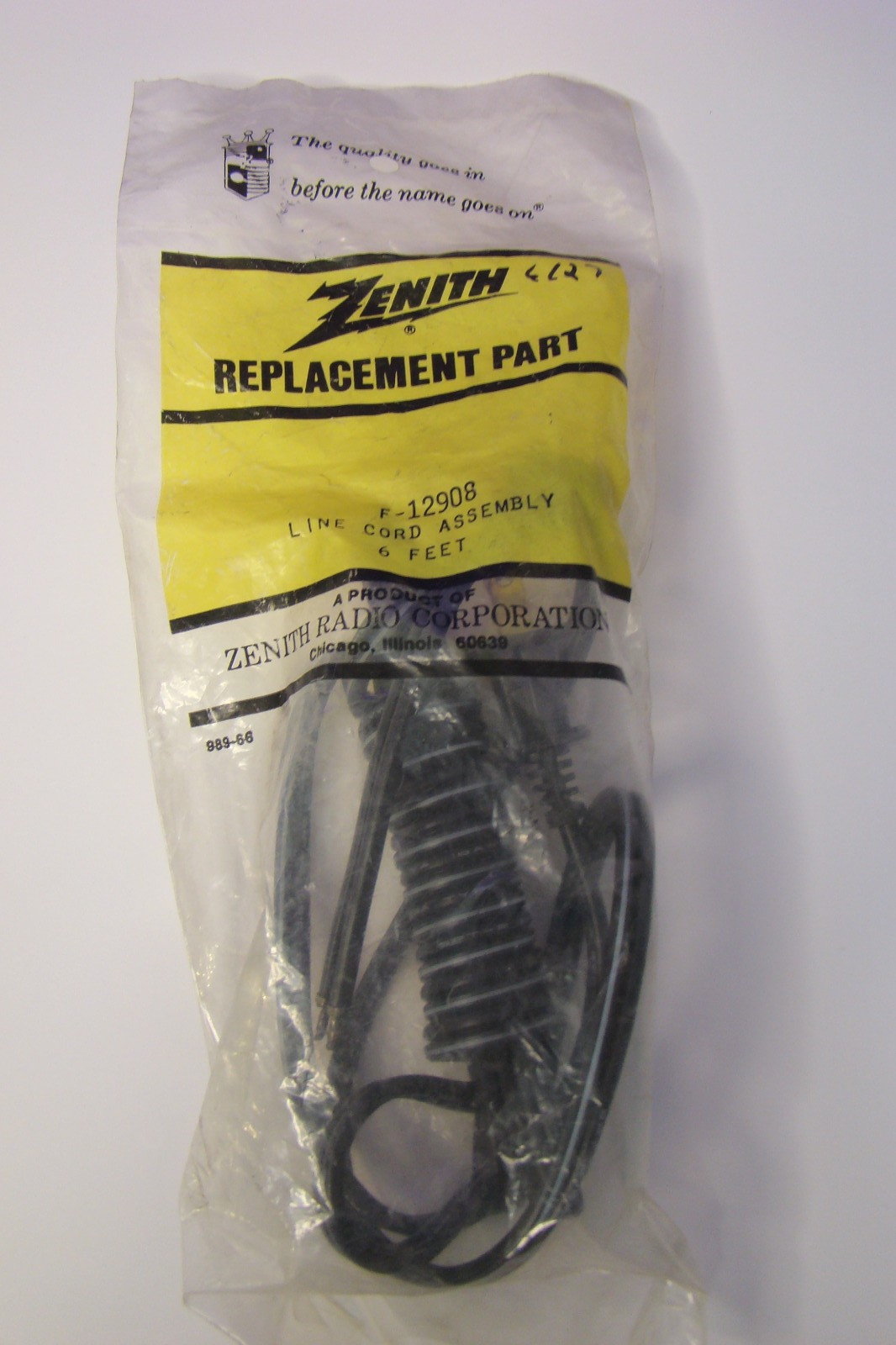 zenith Line Cord Assembly 6 feet F-12908 Radio Replacement Part