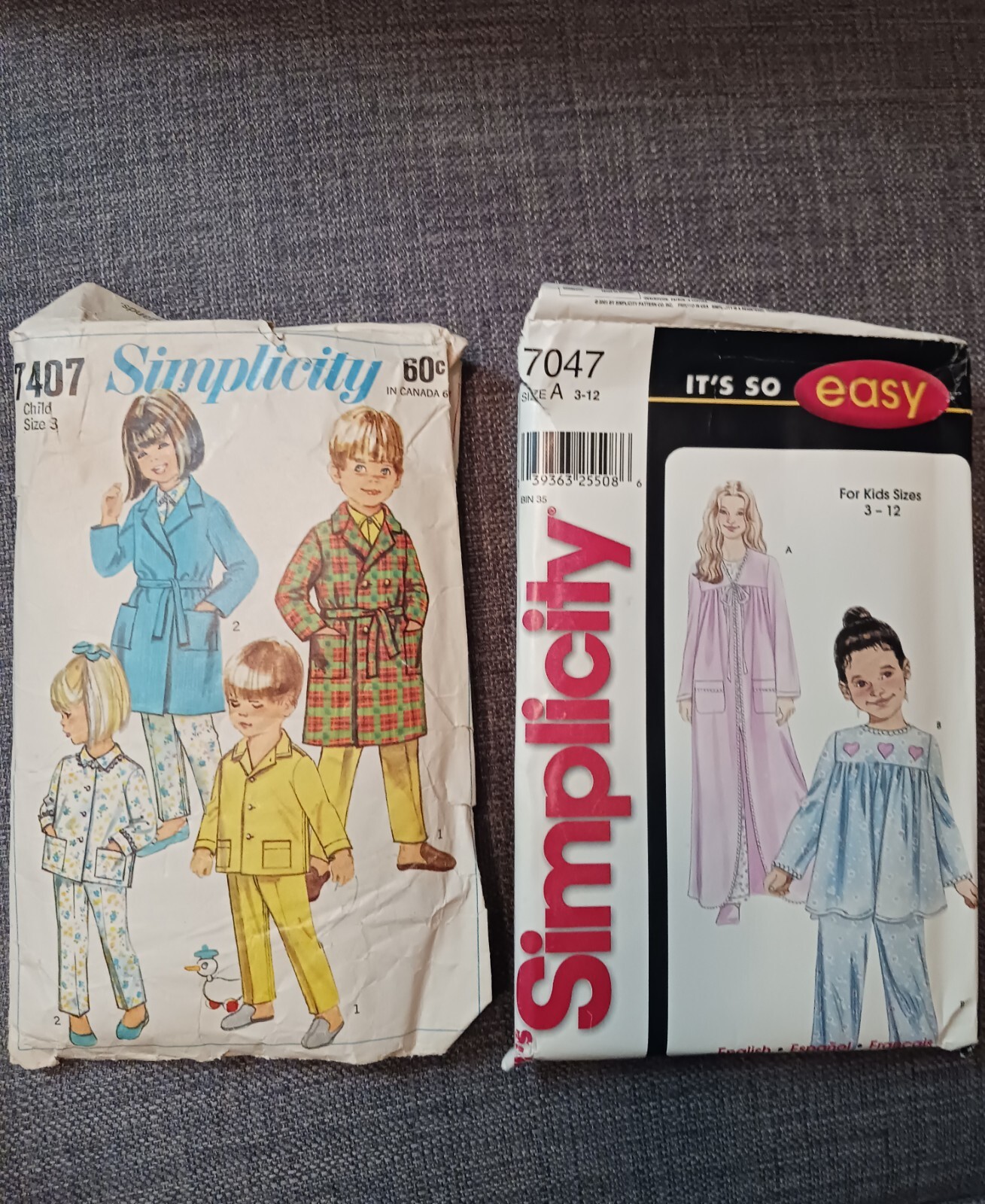 Vintage Kid's Sleepwear Patterns,  1967 & 2001