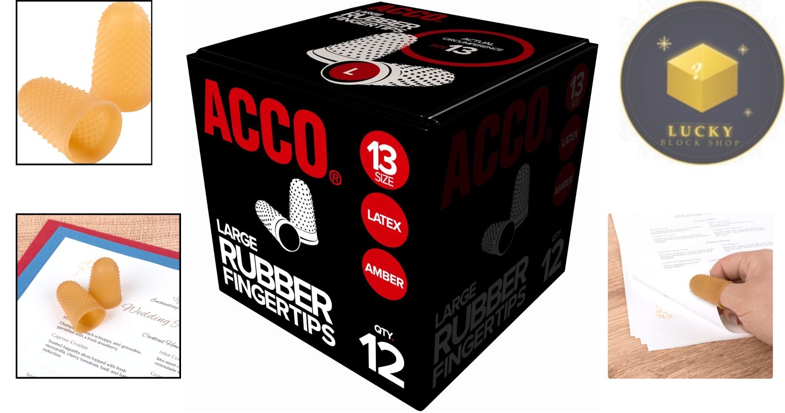 Superior Amber Rubber Finger Tips for Enhanced Grip - 12 Durable Units
