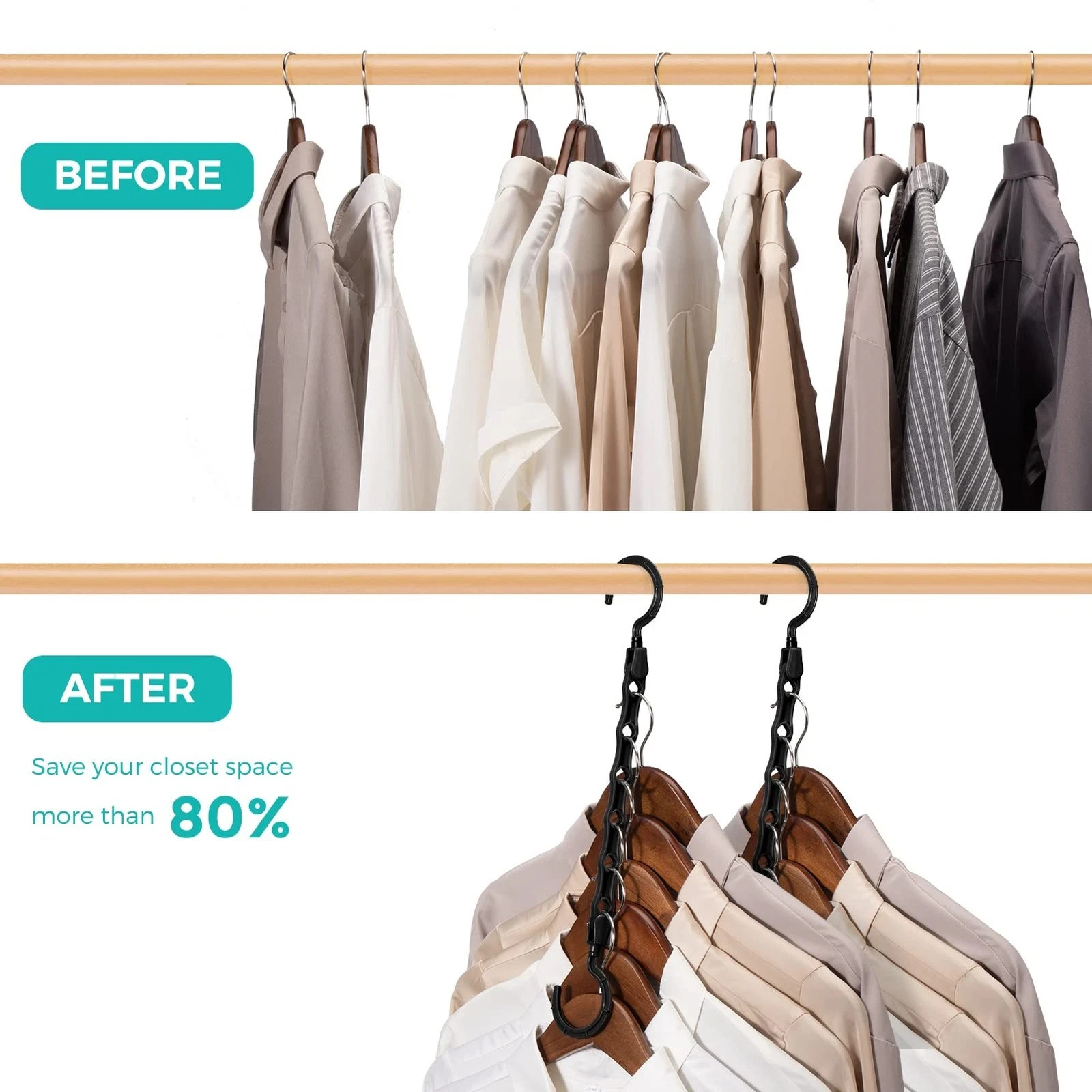 5 Pack Magic Hangers Space Saving Hanger Closet Space Saver Hanger Multi Hang