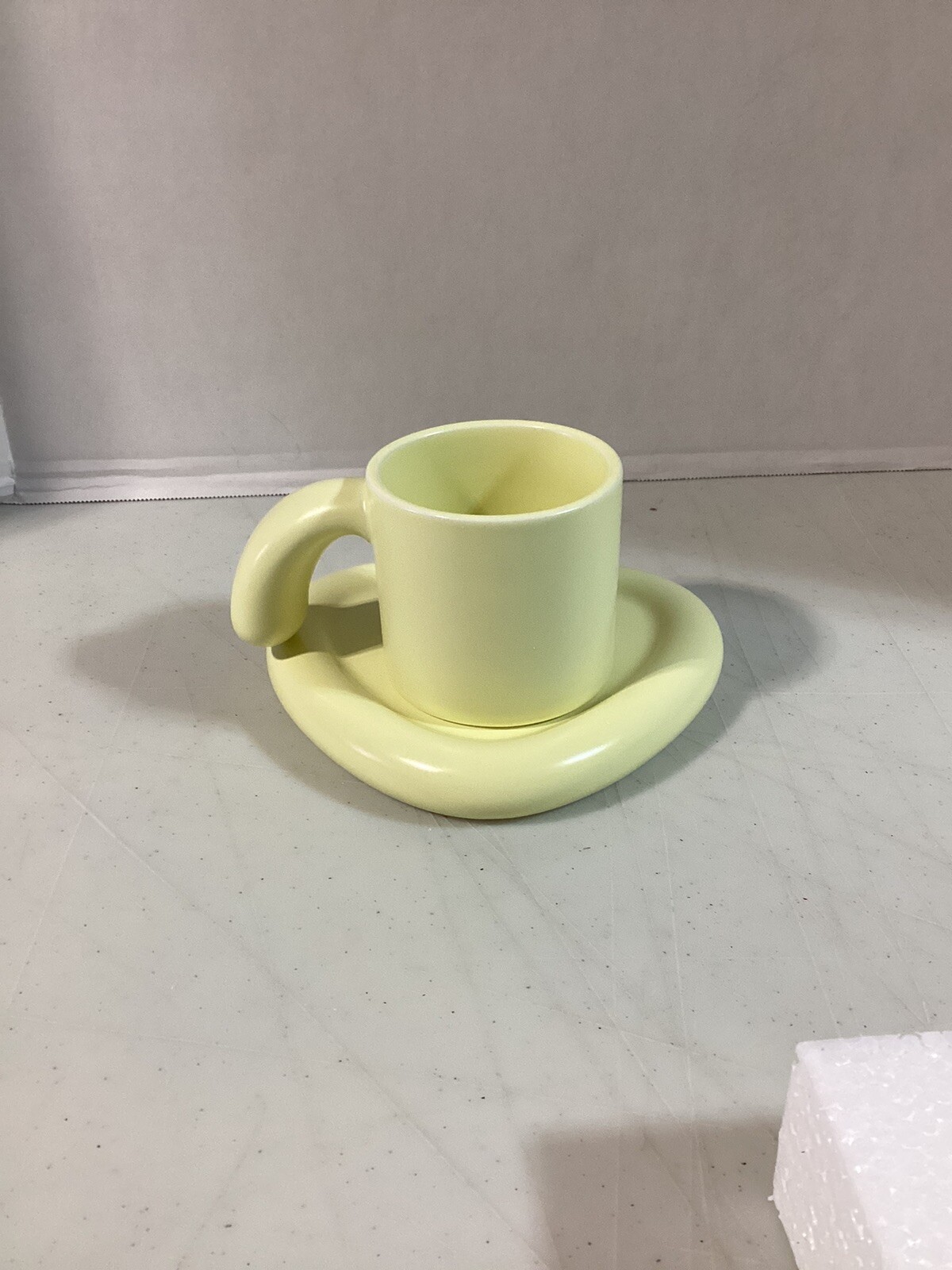 Yellow Mug With Heart Shape Saucer
