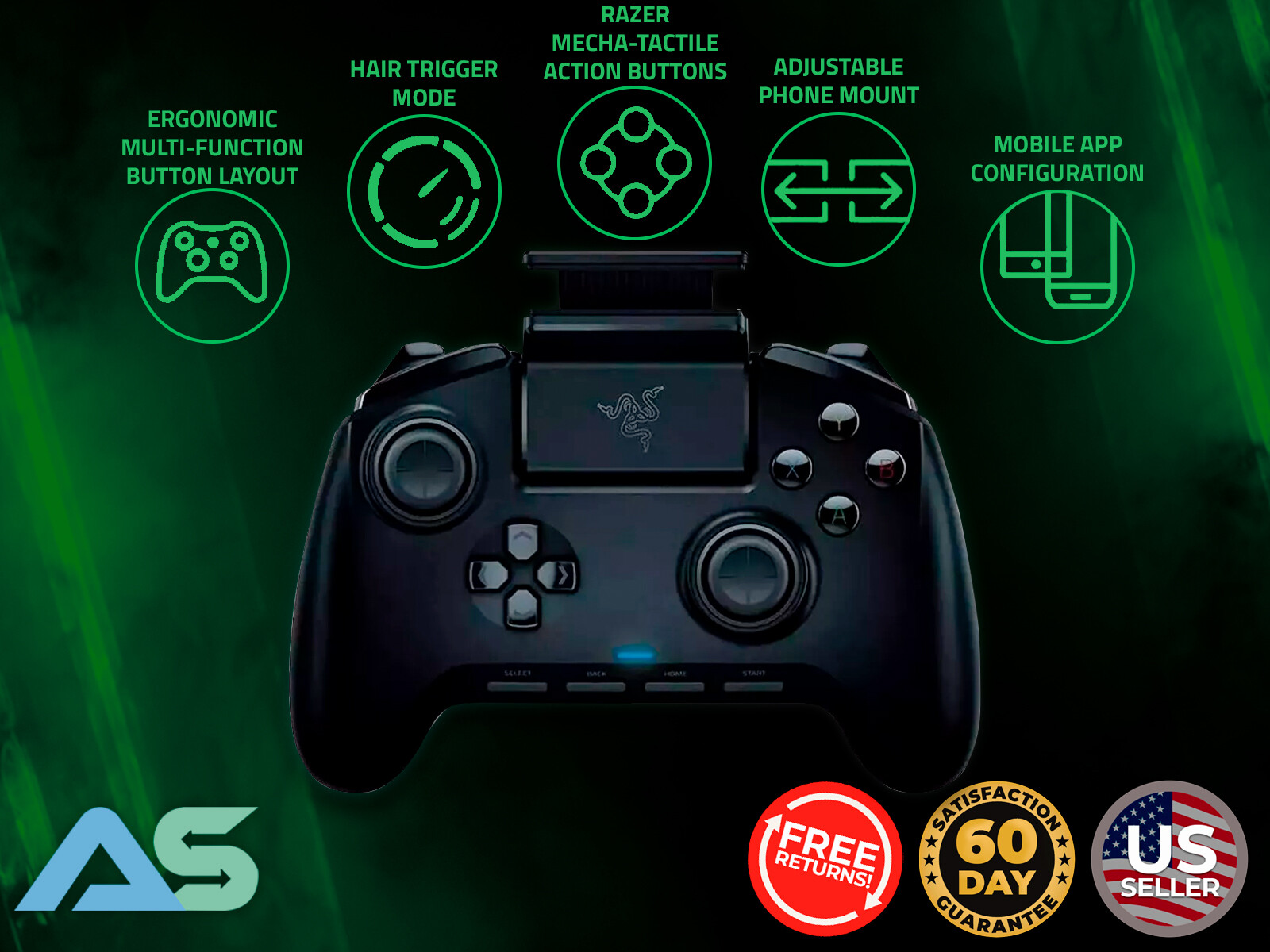 Razer Raiju Mobile Gaming Controller For Android Bluetooth LE and Wired Capable