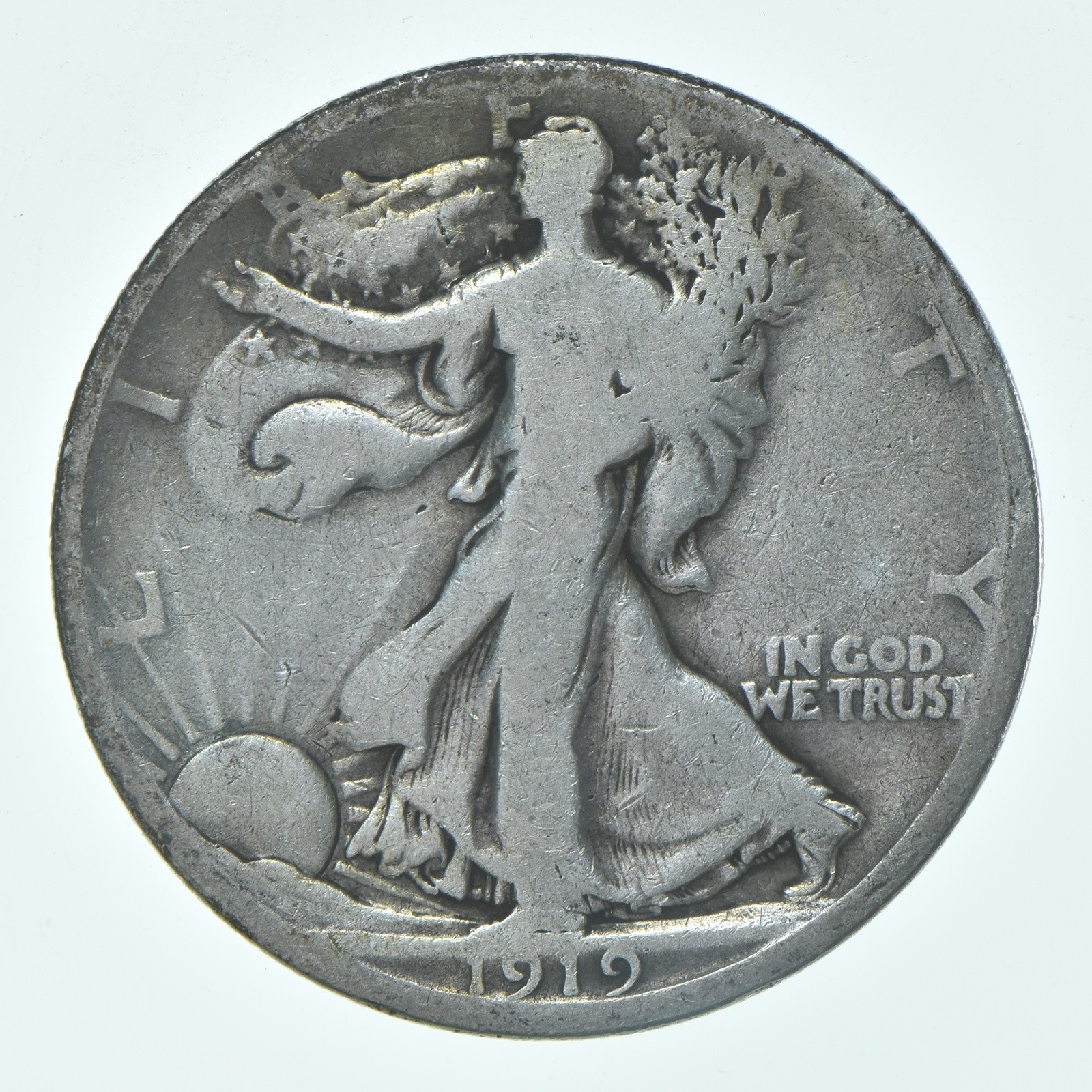 1919-D Walking Liberty Half Dollar CIRC G+ 90% Silver