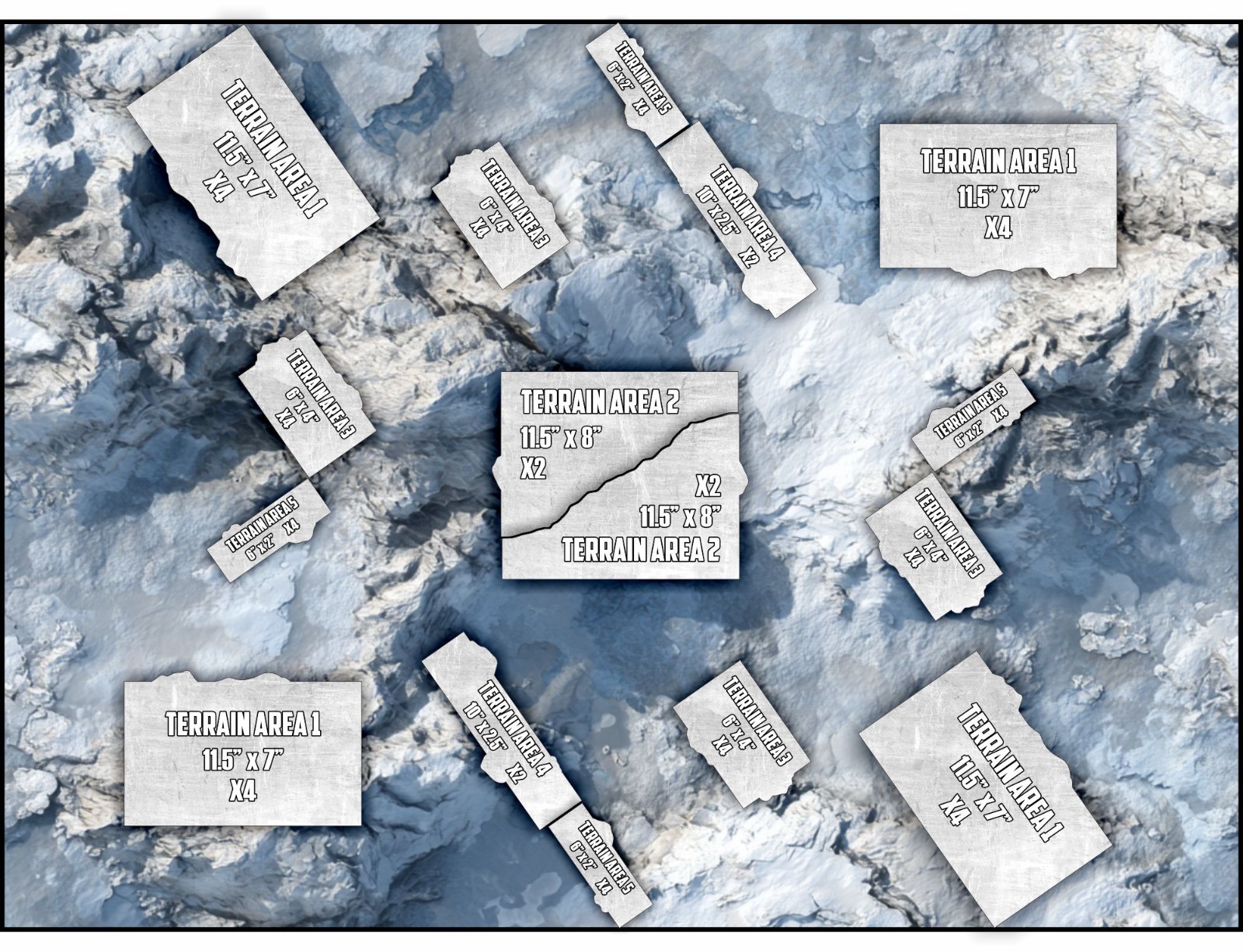 Terrain Area Footprints - Whiteout - Compatible w/ Warhammer 40K 11th Ed