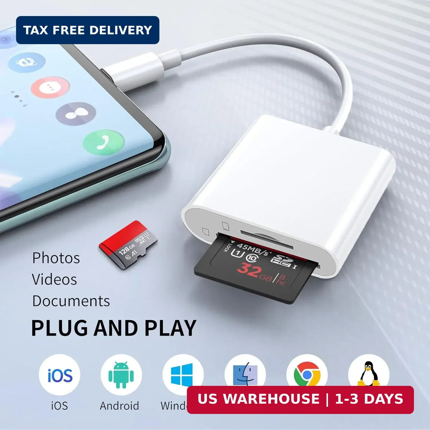 USB C SD Card Reader for iPhone 15 16/iPad/MacBook/Mac,Type C Memory Trail Camer