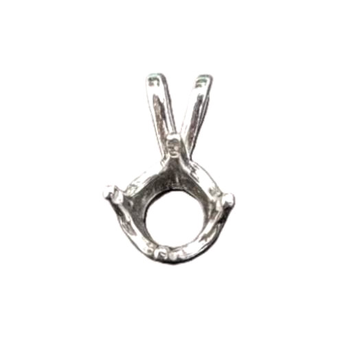 8mm Round 4 Prong Standard Pendant Setting Sterling Silver