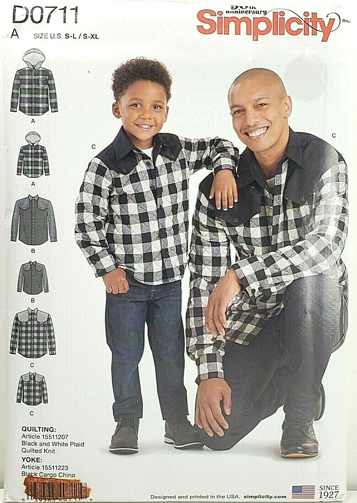 Simplicity D0711 Men (Sz S-XL) & Boys (Sz S-L) Shirts & Shirt Jackets UNCUT 8475