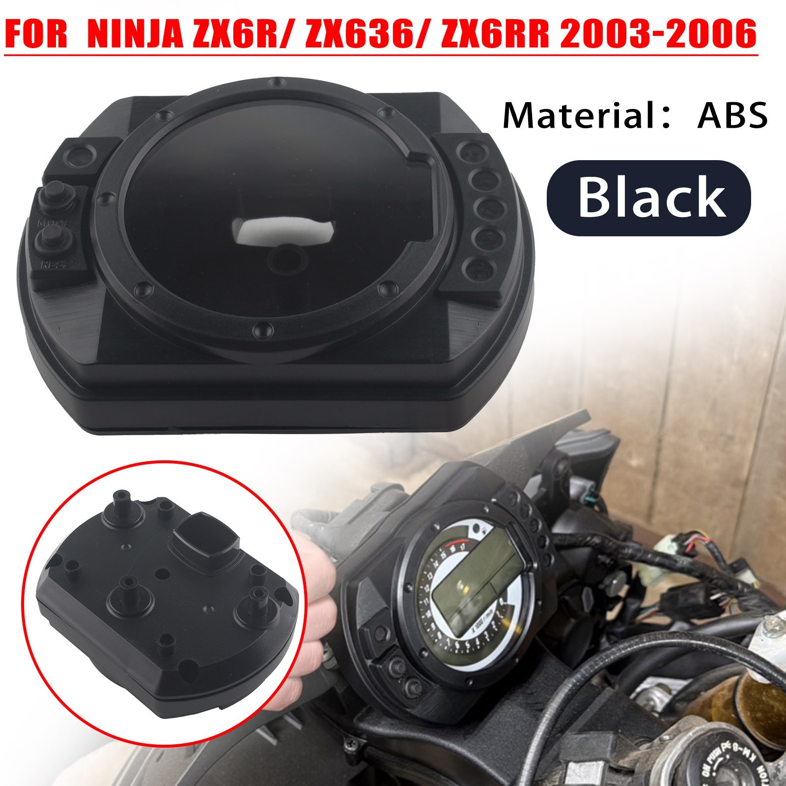 Black Speedometer Tachometer Gauge Housing Cover For Kawasaki Z1000 Ninja ZX6R