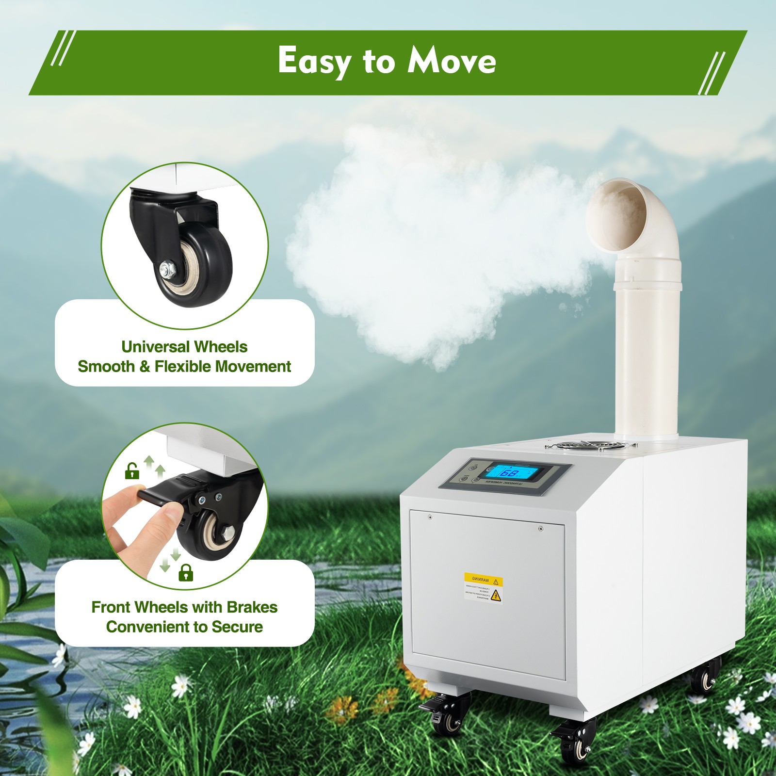 Ultrasonic Humidifier Commercial Industrial Continuous Cool Fog Maker 3kg/h Time