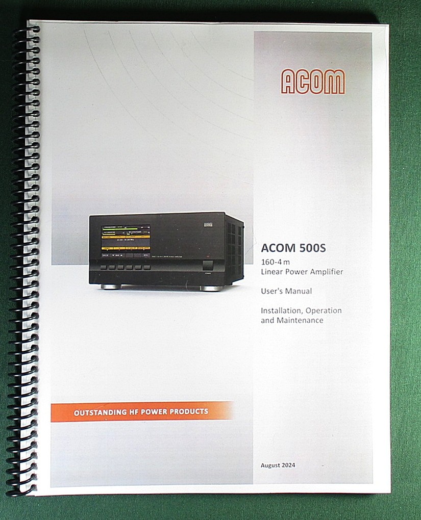 Acom 500S User's Manual: Full Color & Protective Covers!