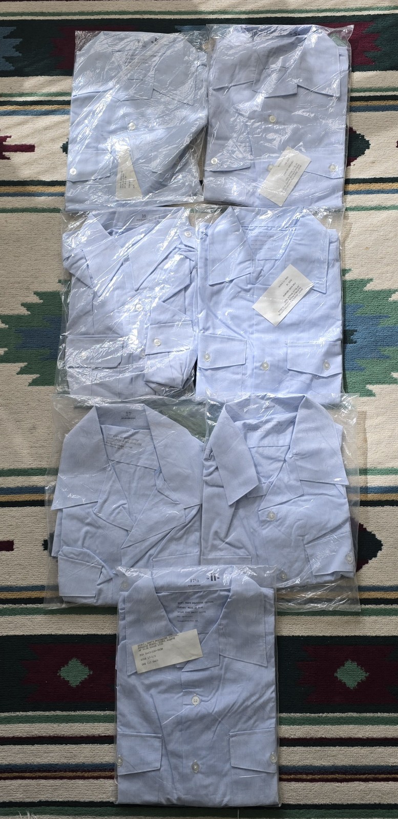 Vintage Men's Air Force Short Sleeve Shirts Polyester/Cotton Light Blue Lot 5