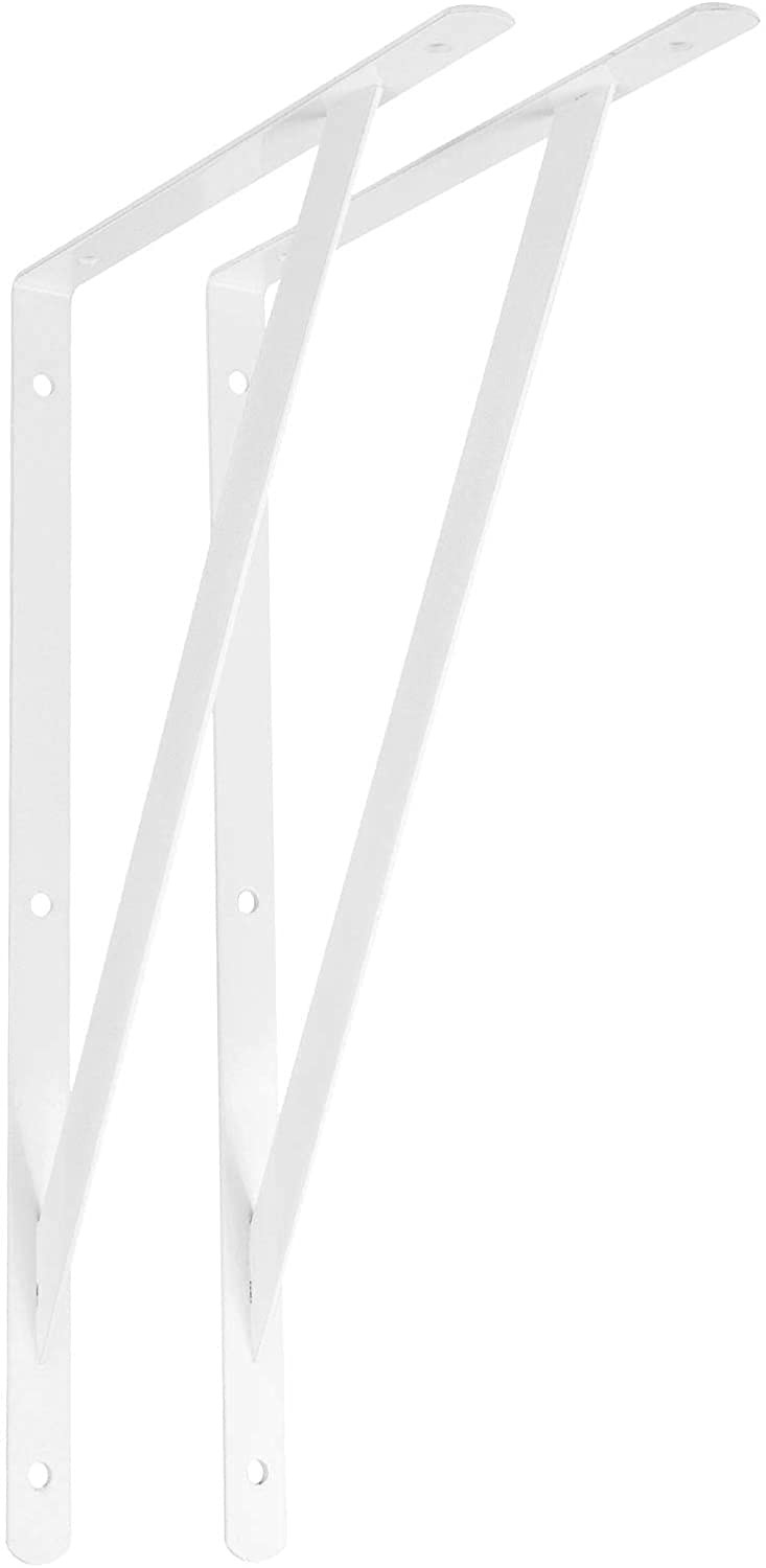 10 Inch White Heavy Duty L Triangle Shelf Brackets & Supports Wall Mounted 4Pack
