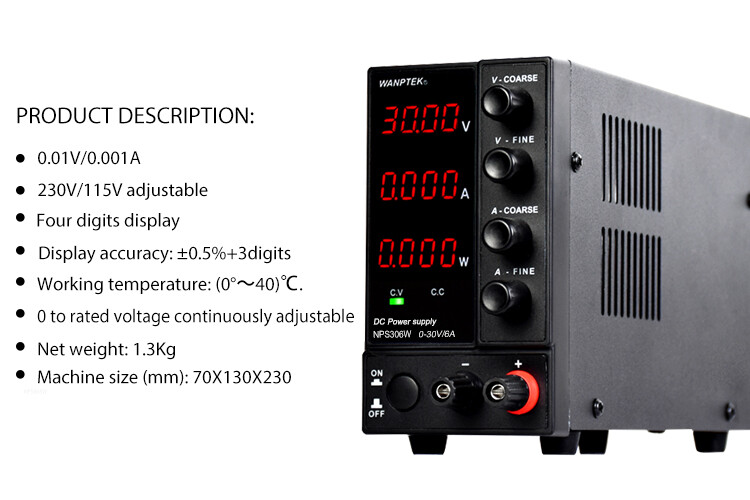 0~30V 6A Adjustable Bench DC Power Supply Lab Variable Regulated Power Switching