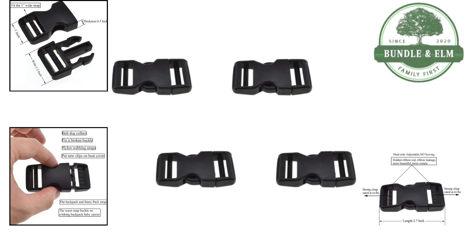 1 Inch Plastic Buckles with Dual-Side Adjustment for Easy Strap Replacement