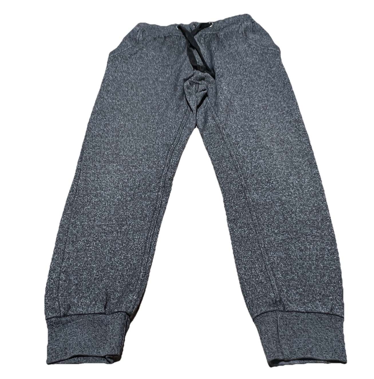 Free Planet Mens Jogger Sweatpants Black Speckle Button Zip Drawstring Size S