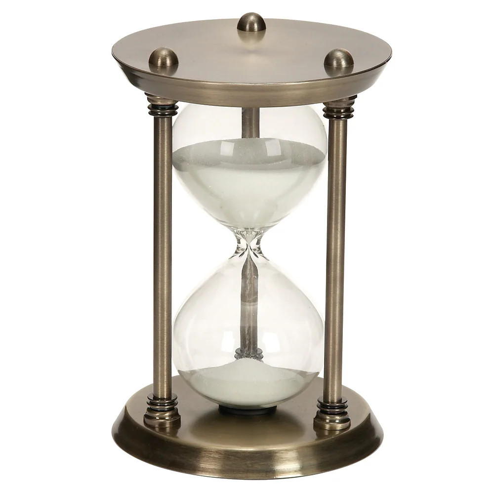 Brass Metal Hourglass Sand Timer 9" Antique Gold Glass Vintage Desk Office Decor