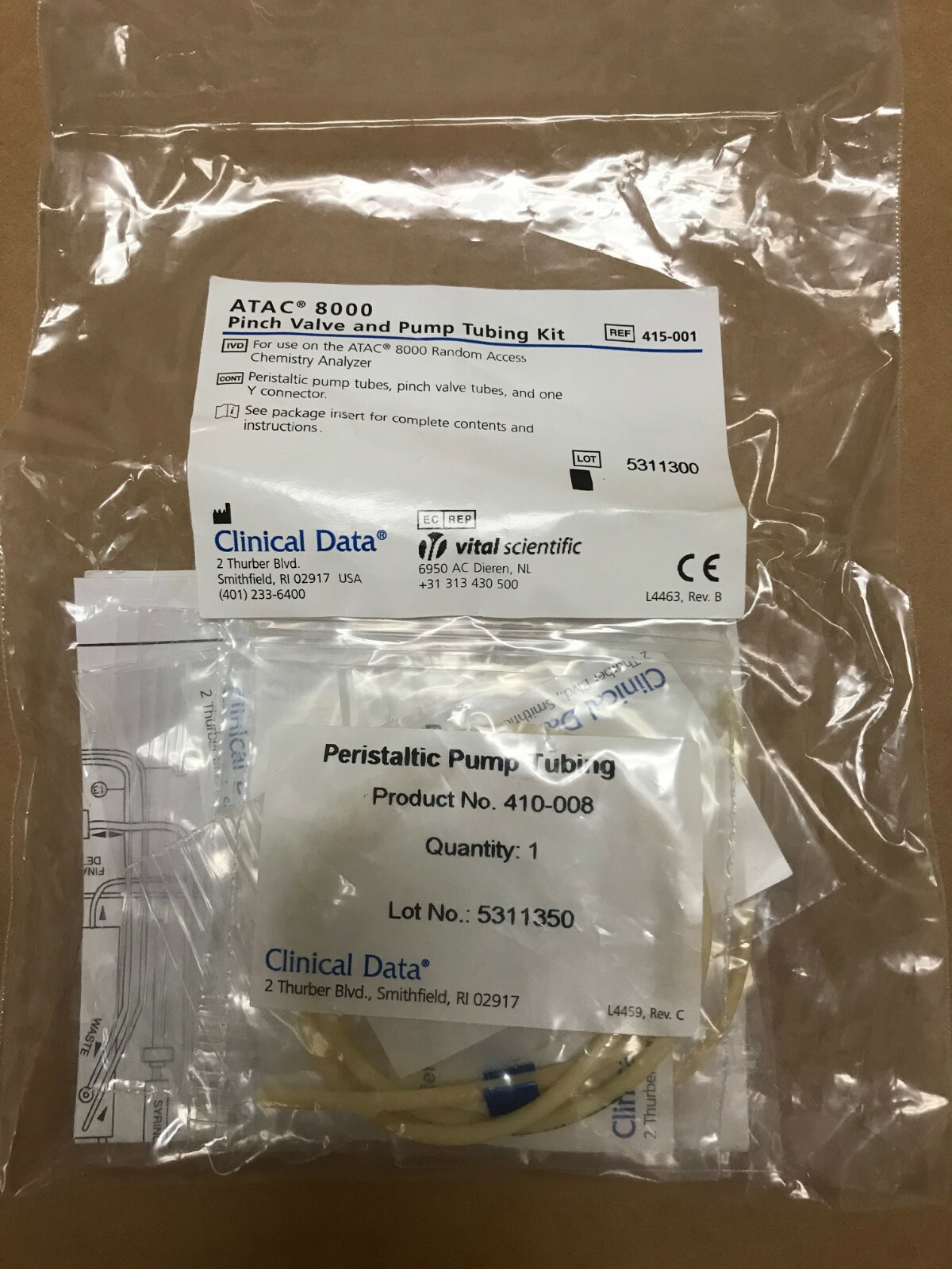 Clinical Data ATAC 8000 Pinch Valve and Pump Tubing Kit P/N 415-001