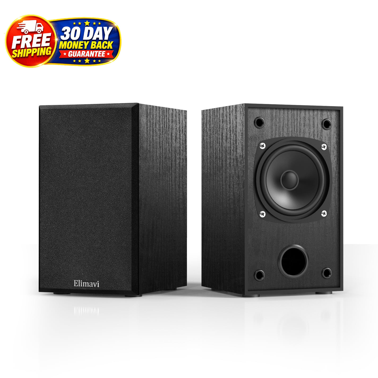 Passive Bookshelf Speakers for Home Theater standard size, Black
