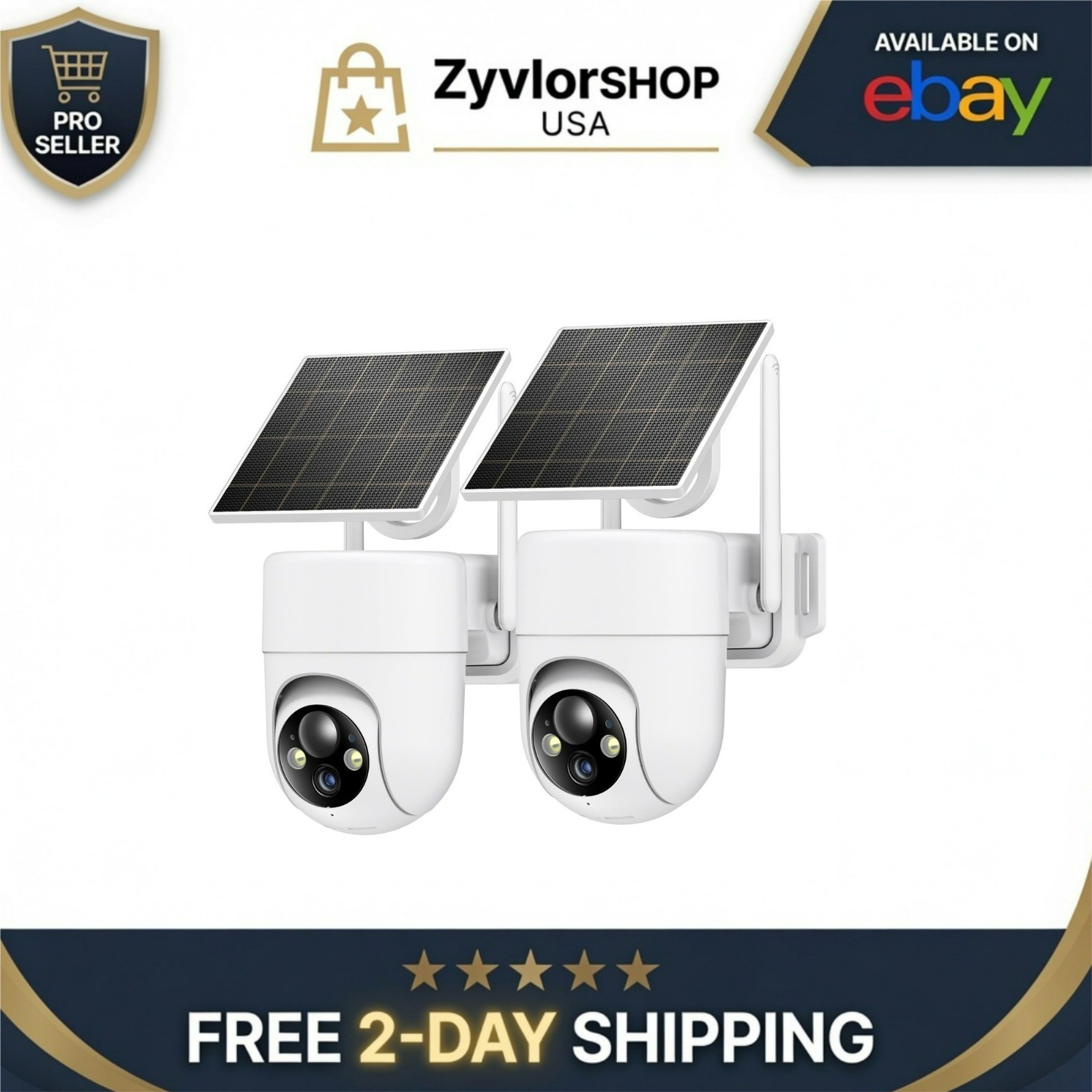 Oculview 2K Solar Security Cameras Wireless Outdoor, 360° View, 2PCS