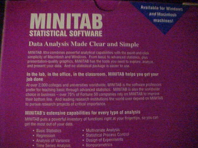 MINITAB Statistical Software Release 10Xtra for Macintosh & Power Macintosh NEW!