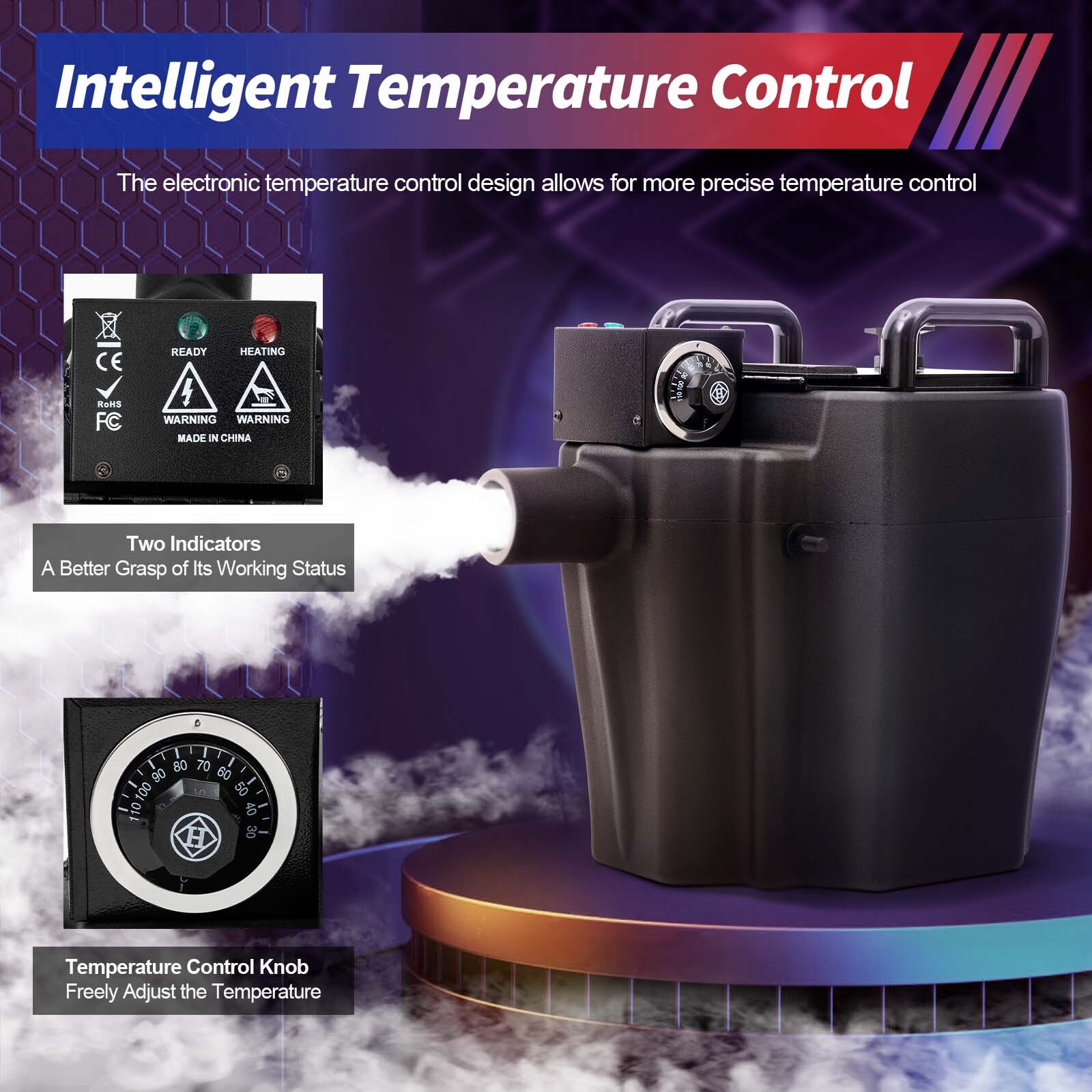 3500W Low Smoke Lying Laying Dry Ice Effect Ground Fog Machine with Nozzle &Tube