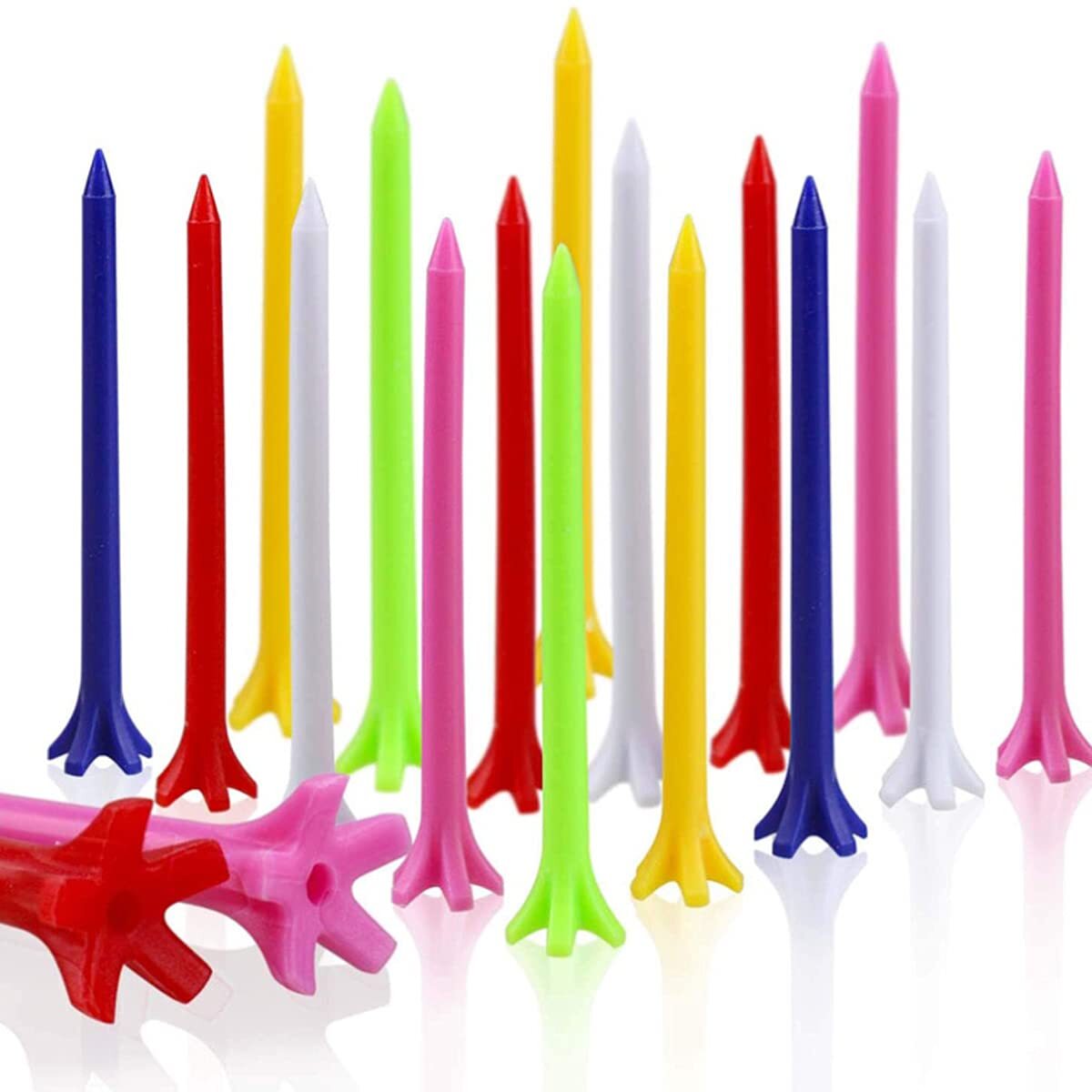 100PCS 2-3/4 Inch Professional Plastic Golf Tees Assorted Colors Bulk Pack