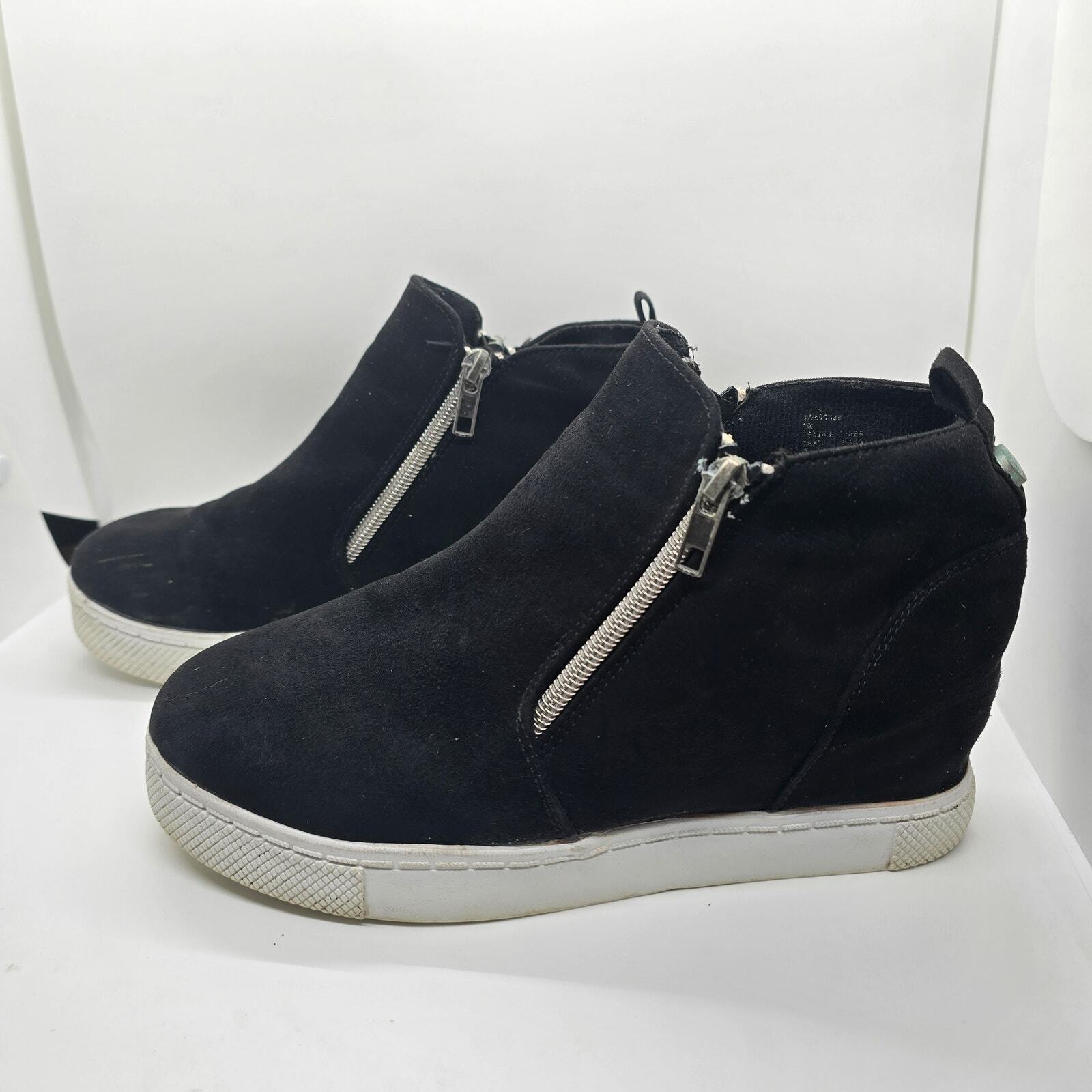 Steve Madden Wedgie Suede Sneaker-Black-Women's 5