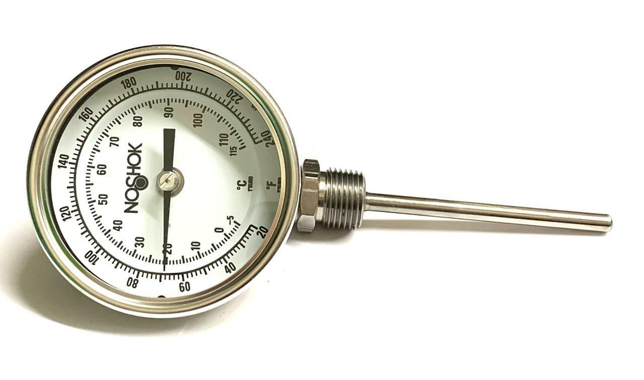 Noshok 30-300-040-20/240-F/C Bimetal Thermometer 4" Stem 1/2" NPT 20/240°F/C
