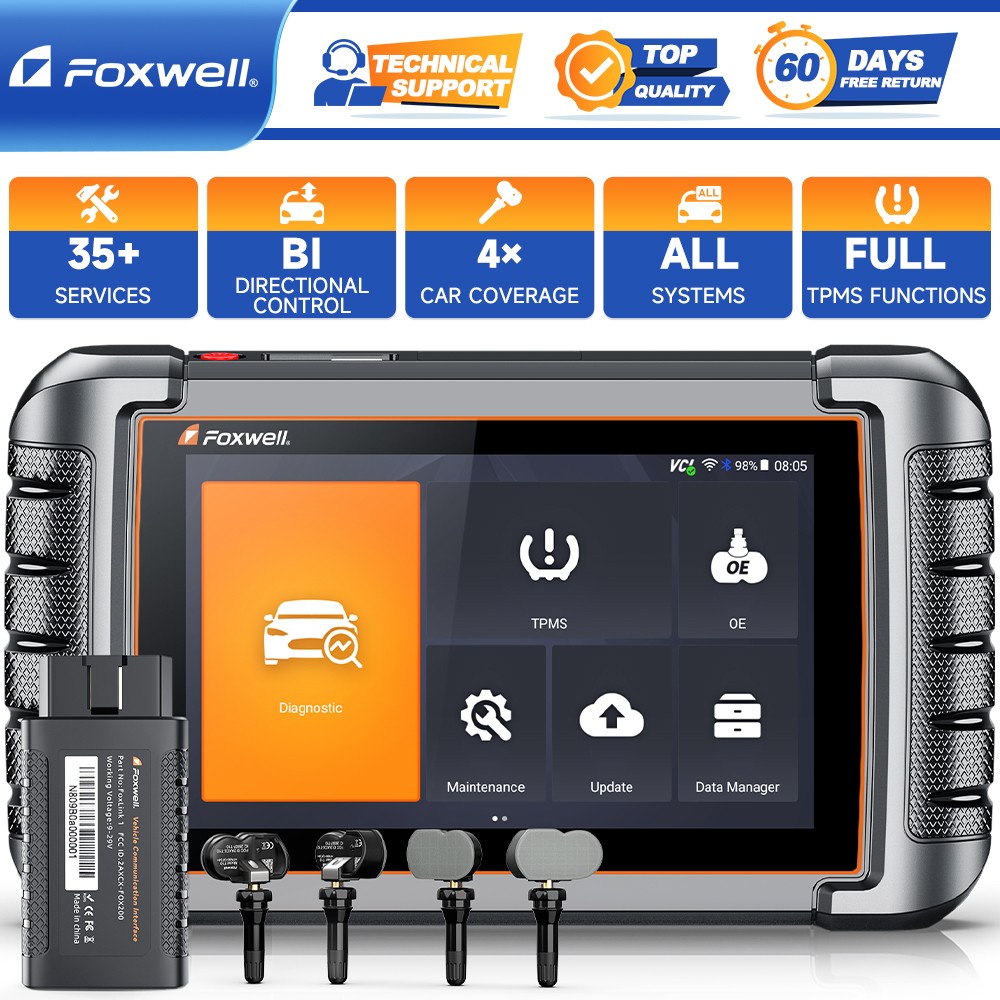 Foxwell NT809 TS OBD2 Scanner Bidirectional ABS TPMS OIL Reset Diagnostic Tool