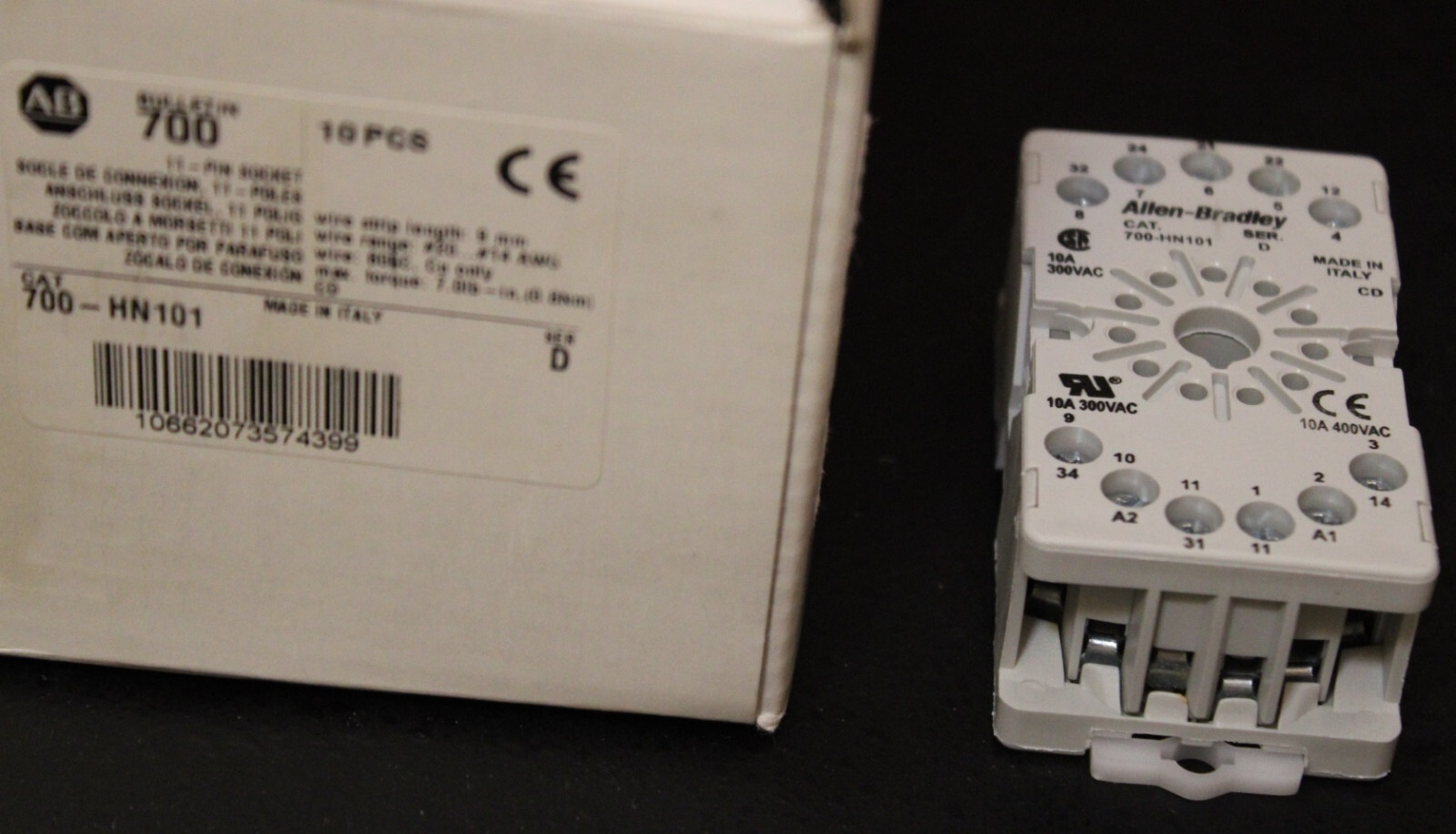 NEW AB Allen-Bradley 700-HN101 10 A 300/400 V AC 11 Pin Relay Socket -Box of 10
