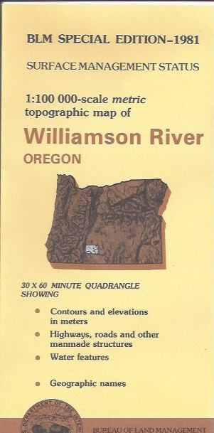 BLM 1:100,000 edition topographic map Williamson River Oregon