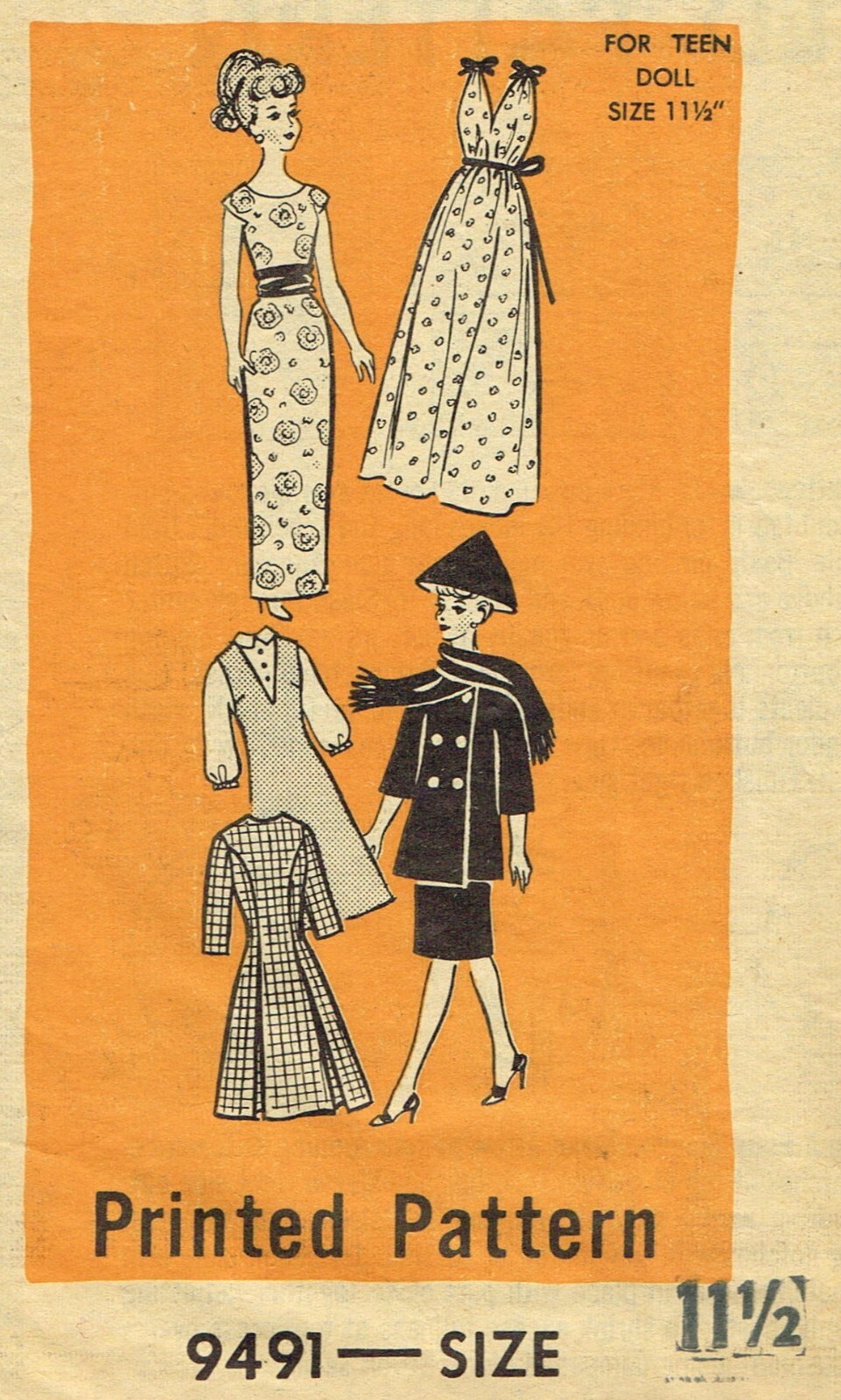 Barbie DOLL Patterns Size 11.5" ~6 patterns~ Vintage Mail Order