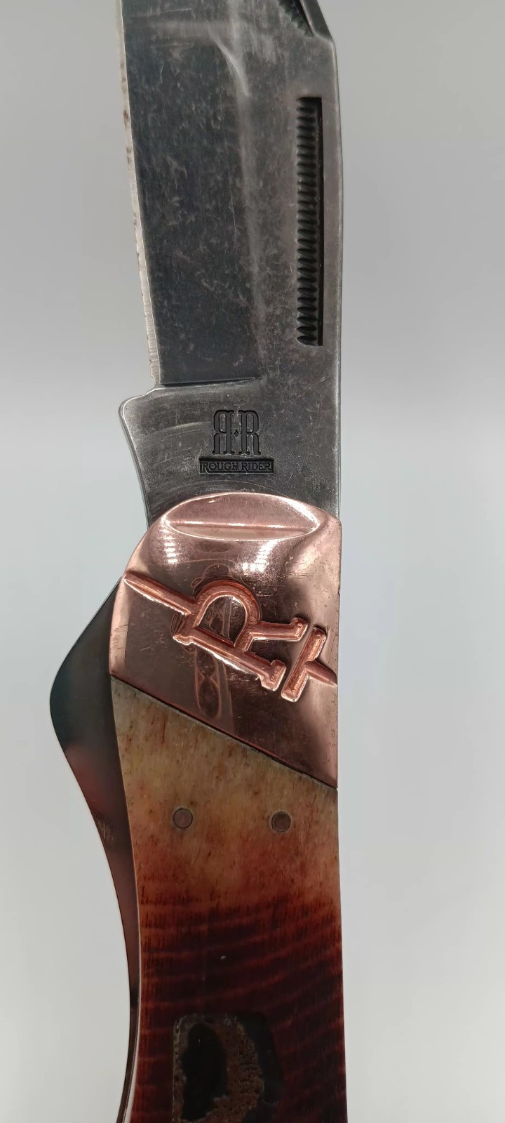 Rough Rider Jumbo Trapper Brown Stag Bone Stainless Folding Knife