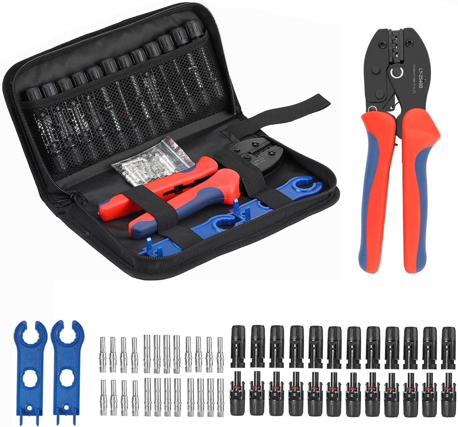 Solar Crimper Tool Kit 51 PCS Solar Tools - a Crimper, 12 Pairs Solar Connectors