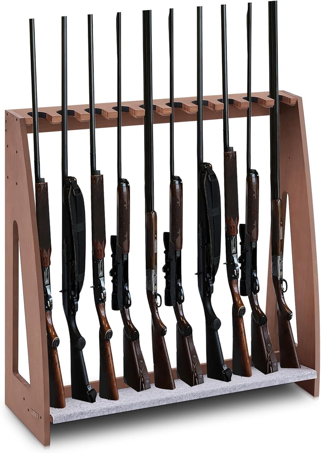 Indoor Gun Racks Floor Standing Rifle Rack Wooden Freestanding Vertical Shotgun