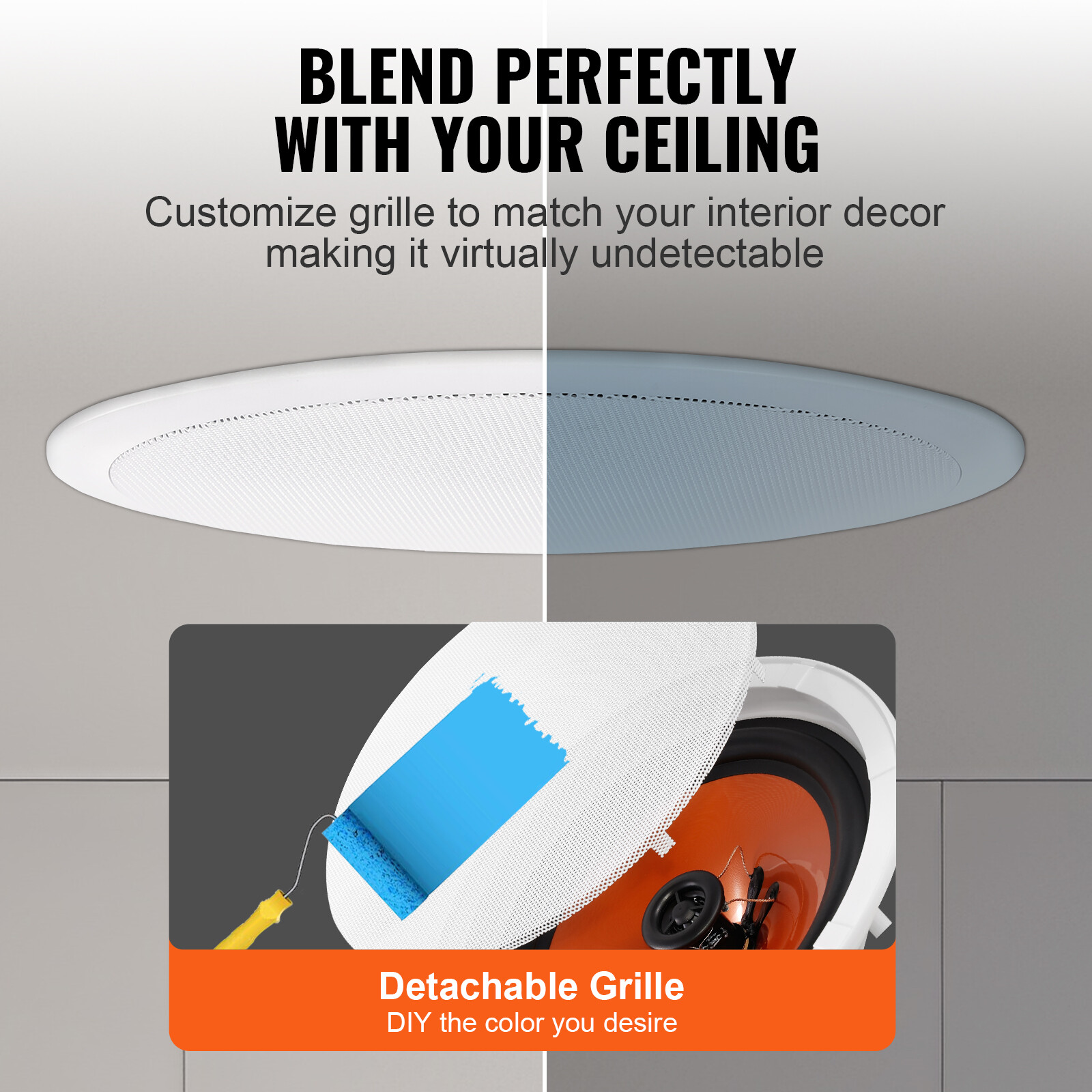VEVOR 4PCs 8 in Ceiling Speakers 100W Flush Mount Ceiling & in-Wall Speakers