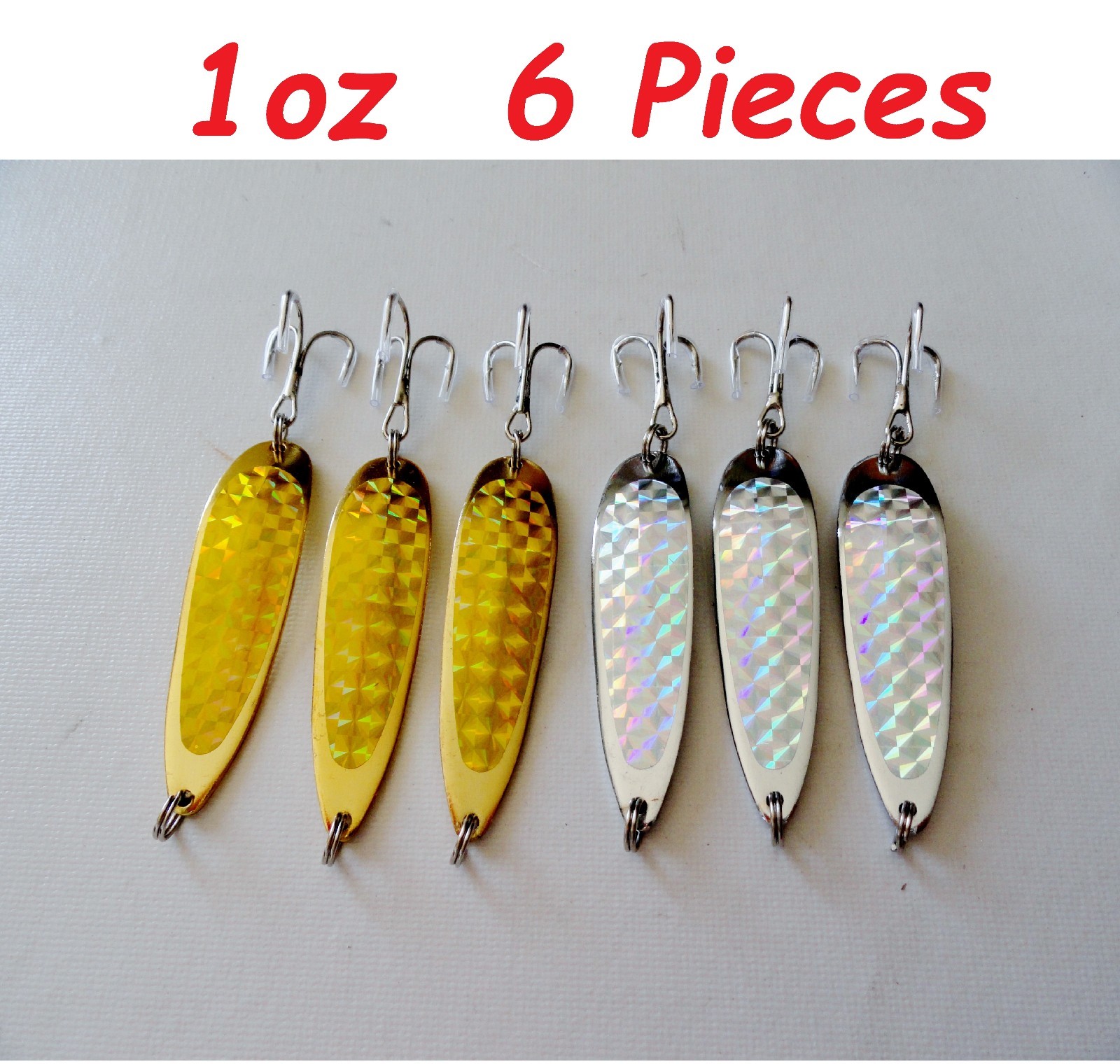 1oz Casting Crocodile Spoons 3 Silver & 3 Gold Fishing Lures 6 Pieces
