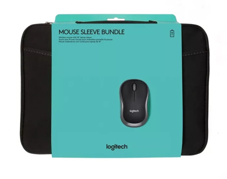 Logitech Bluetooth Wireless Mouse and 16" Laptop Sleeve Bundle M240 Silent Mouse