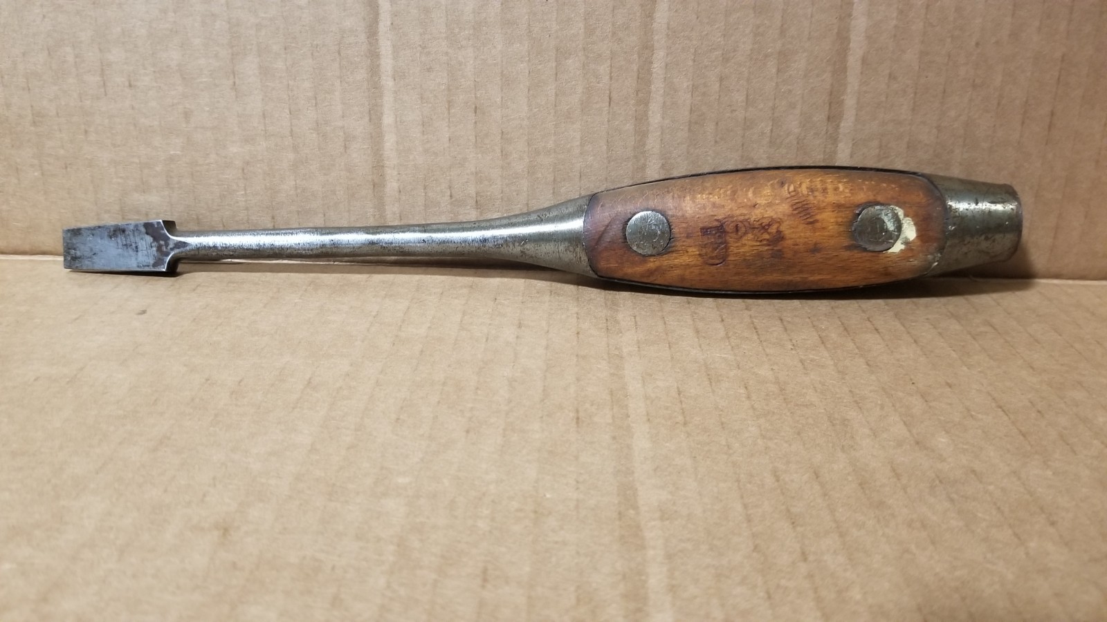 Vintage Hammer Head Wood Inlay Flat/Slotted Screwdriver VGC