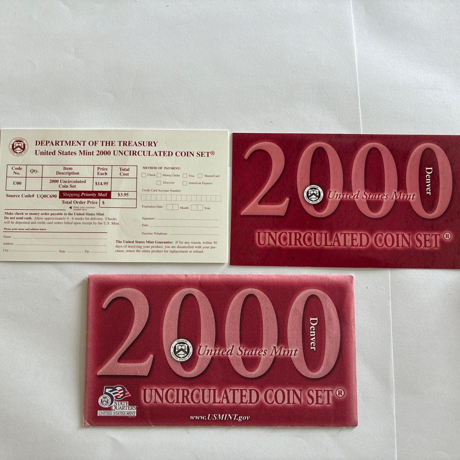 2000 D US Mint Uncirculated Set ENVELOPE - REPLACEMENT ENVELOPE - NO COINS