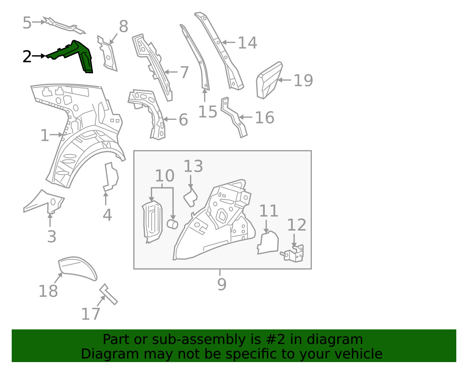 Genuine GM Passenger Side Quarter Inner Panel Extension 22870261