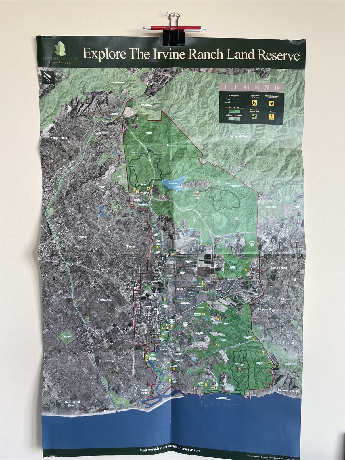 Irvine Ranch Land Reserve Map 24x38.5 - Greater Orange County, CA Satellite Map