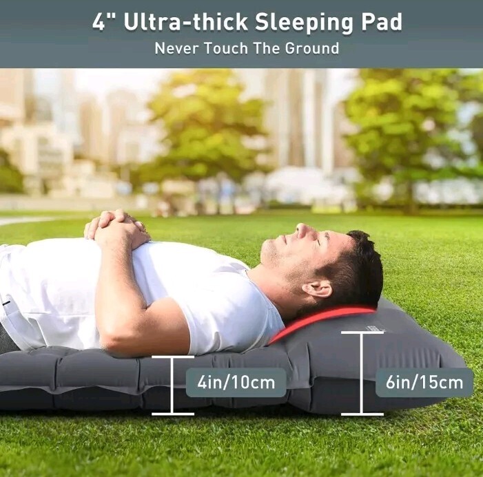 Elegear Double Sleeping Pad for Camping, 4" Ultra-Thick Self Inflating Size FULL