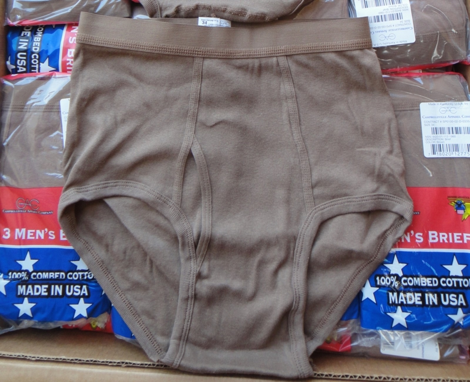 6 Pair US Military Men's BVD 100% Cotton Briefs**NEW**Size 34, 2 3-Packs