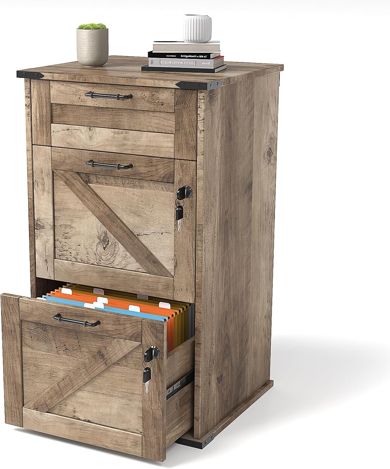 3 Drawer File Cabinet with Lock, Home Office Filing Organizer, for Letter Size
