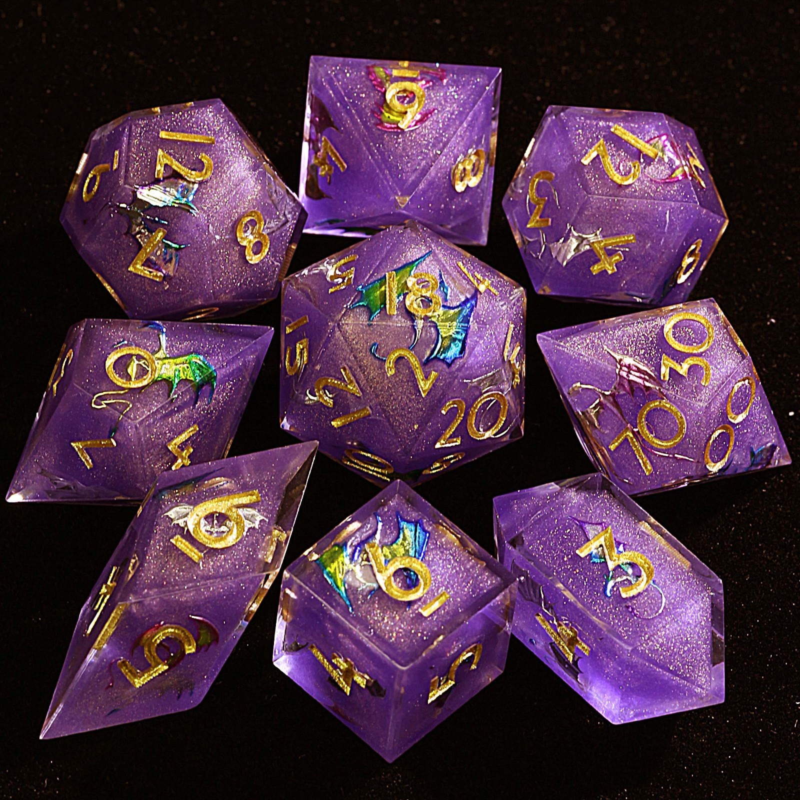 9 Polyhedral Resin Sets of Dice DnD Wyverns vs Dragons for Dungeons Dragons RPG