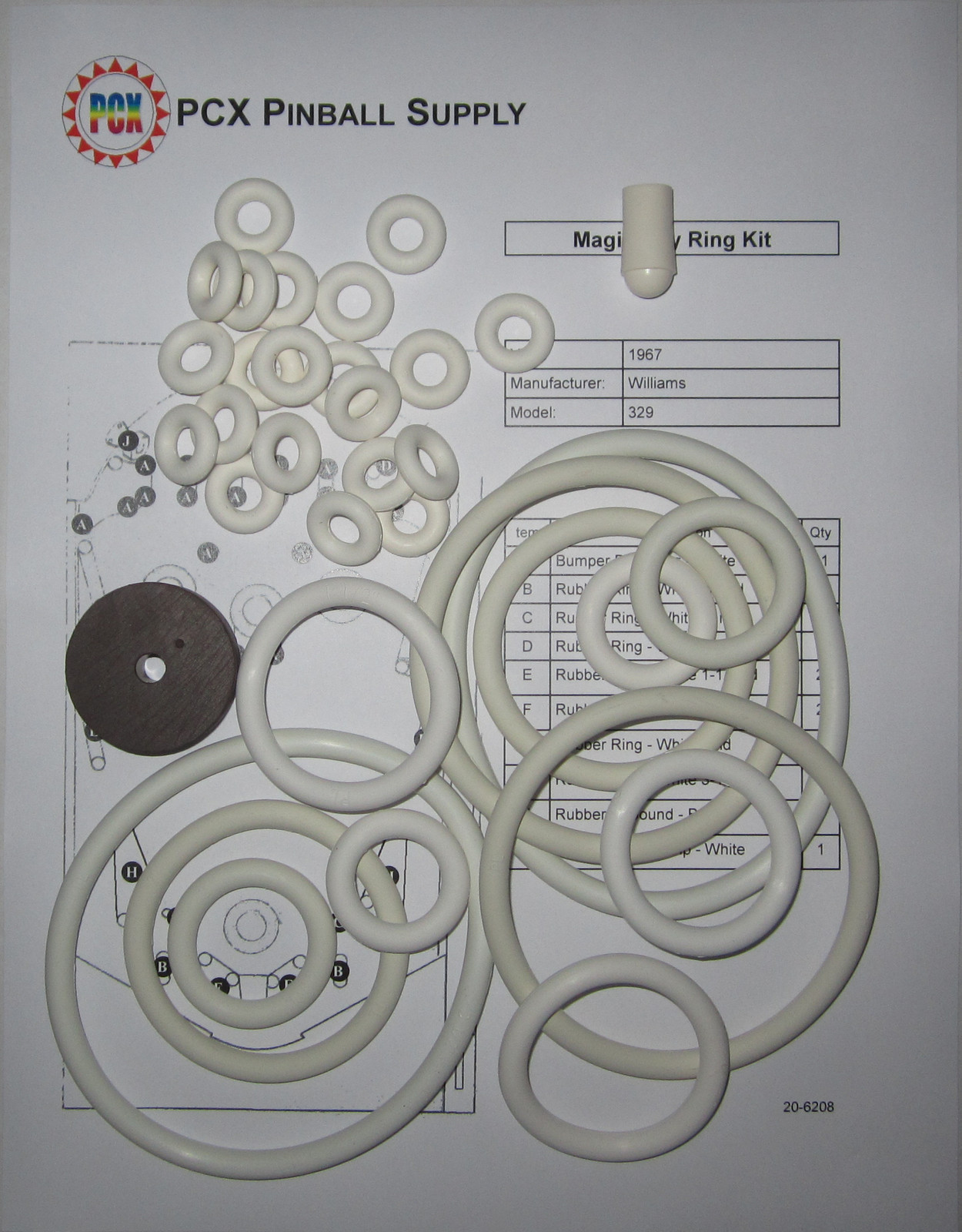 1967 Williams Magic City Pinball Machine Rubber Ring Kit