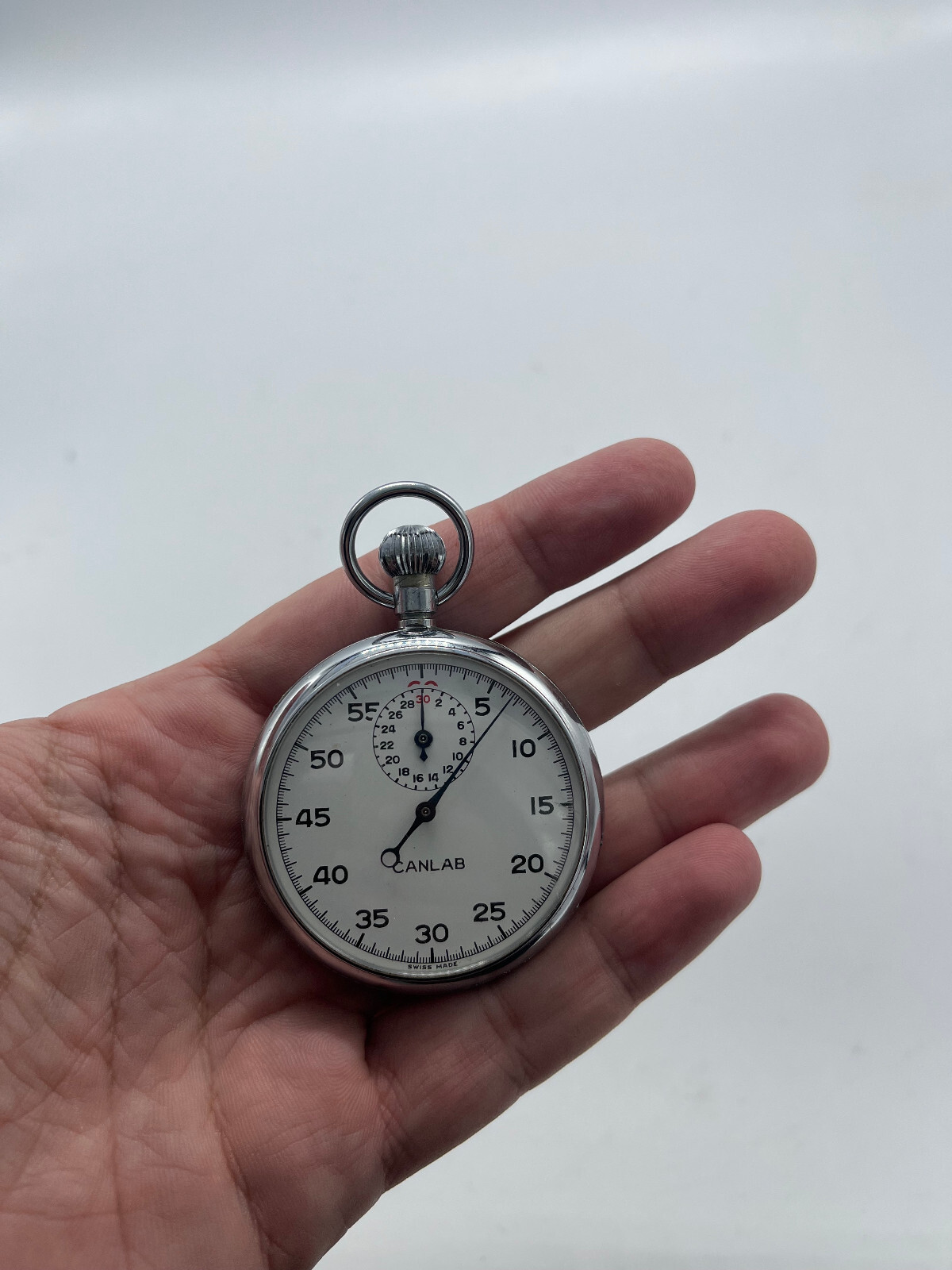 VINTAGE CANLAB WIND UP STOPWATCH WORKING SWISS MADE
