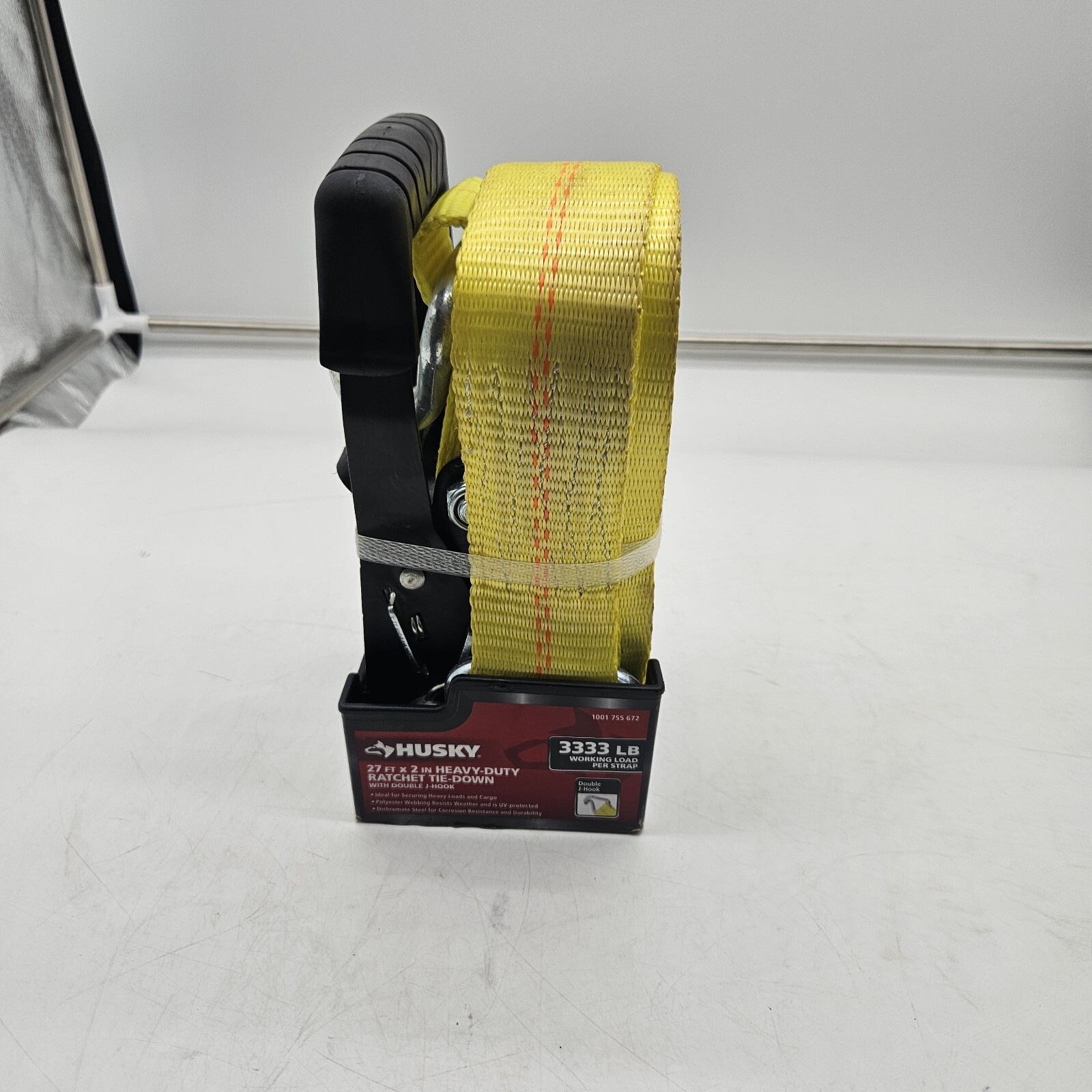 Husky (27 ftX 2") Heavy Duty Ratchet Tie-Down with Double J Hook
