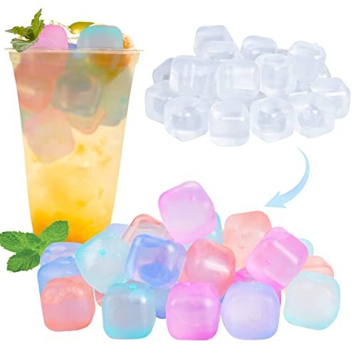 80 Pack Color-changing Reusable Plastic Ice Cubes for Drinks BPA Free